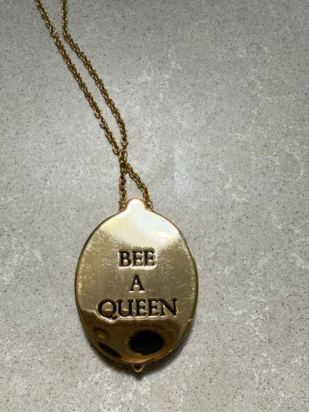 Brighton Gold Oval Bee Pendant Necklace with Black and White Inlay - Picture 3 of 6